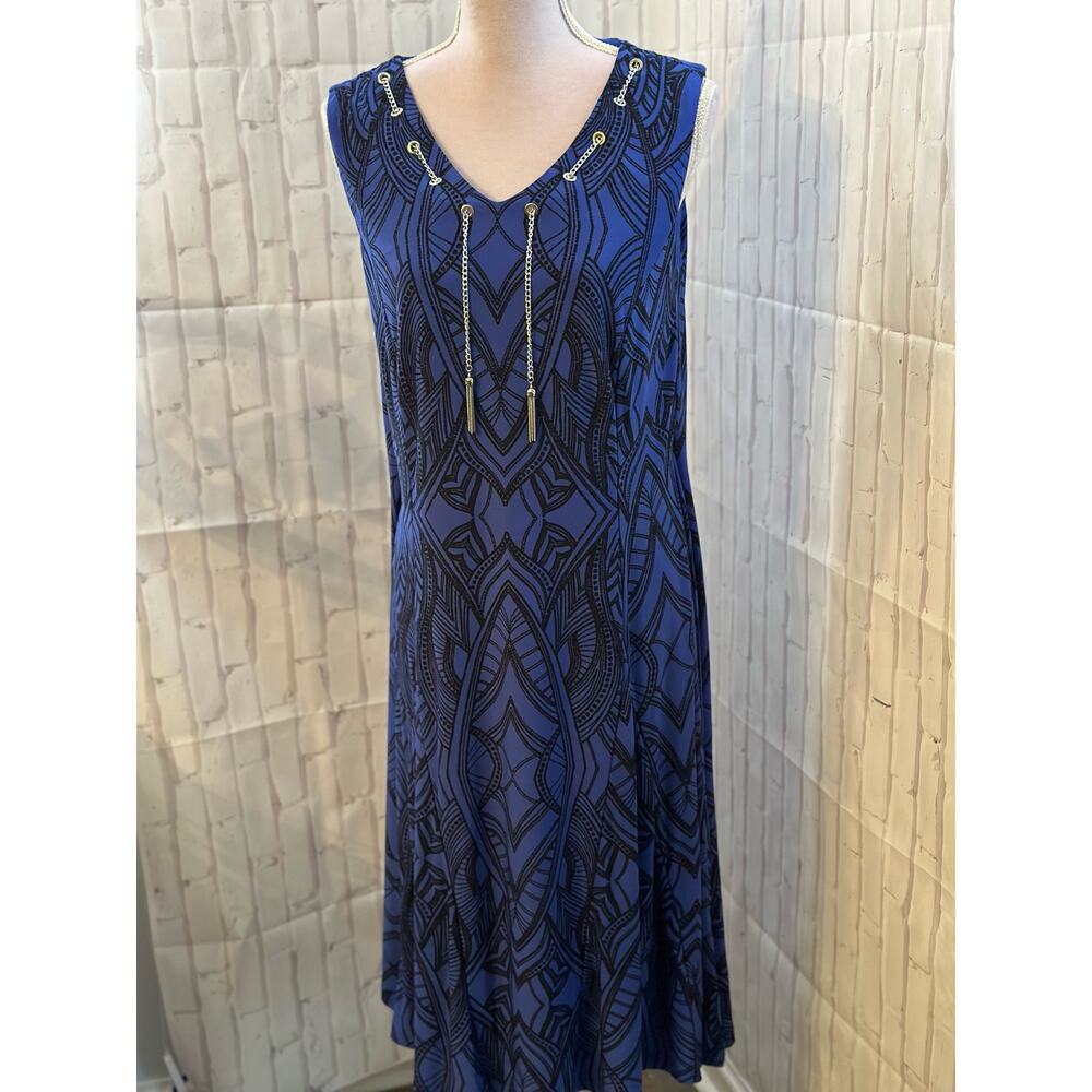 JM Collection Blue & Black Dress Sz L